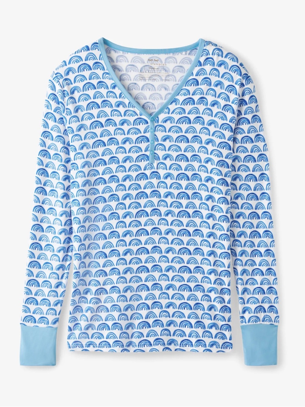 Little Sleepies Blue and White Rainbow Long Sleeve Pajama Top